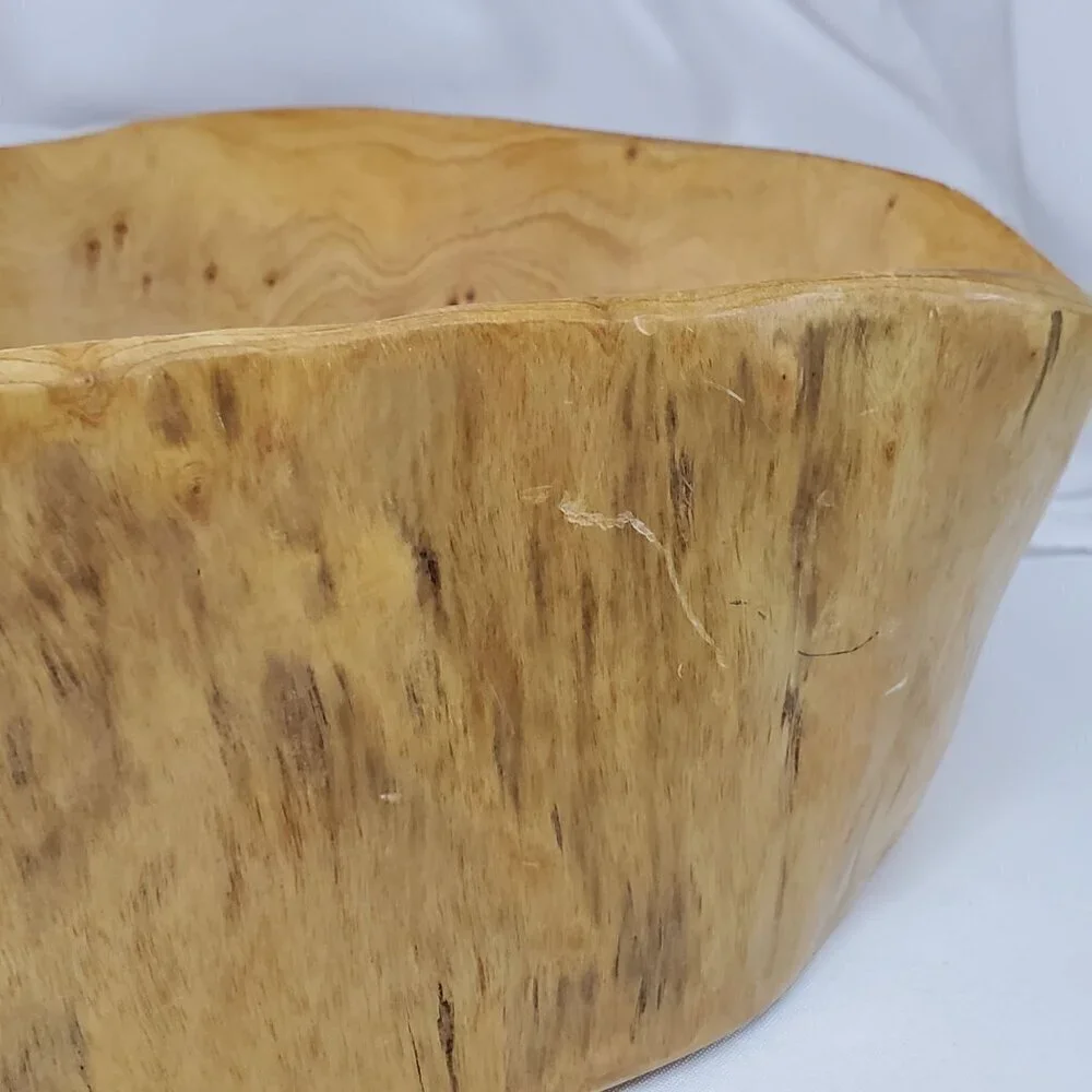 VTG Real Wood Tree Stump Root Bowl Large Handcrafted Wooden Decorative Bowl